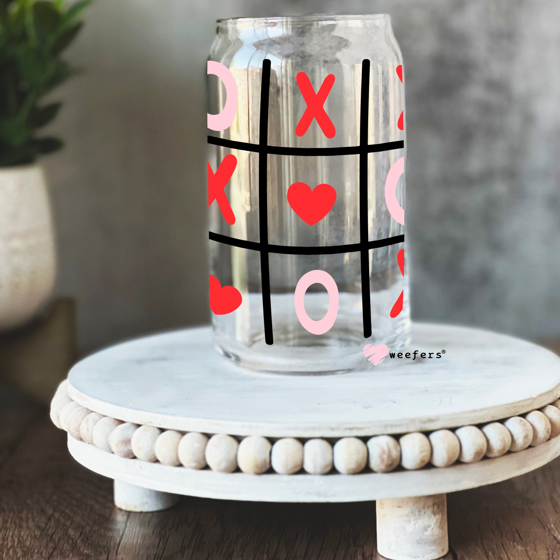 Valentine Tic Tac Toe Libbey Glass Can Wrap UV DTF Sublimation Transfers - Weefers