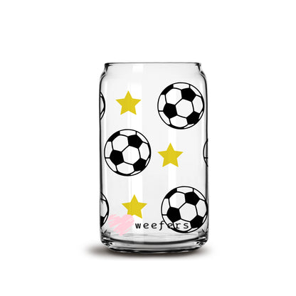 Soccer Star 16oz Libbey Glass Can UV DTF or Sublimation Wrap - Decal - Weefers