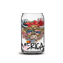 Load image into Gallery viewer, 4th of July America Highlander 16oz Libbey Glass Can UV-DTF or Sublimation Wrap - Decal
