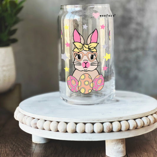 Cute Bunny and Eggs Easter 16oz Libbey Glass Can UV DTF or Sublimation Cup Wrap - Decal Transfer - Weefers