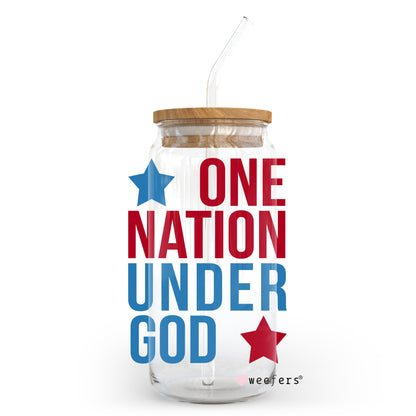 One Nation Under God 20oz Libbey Glass Can, 34oz Hip Sip, 40oz Tumbler UV DTF or Sublimation Decal Transfer - Weefers