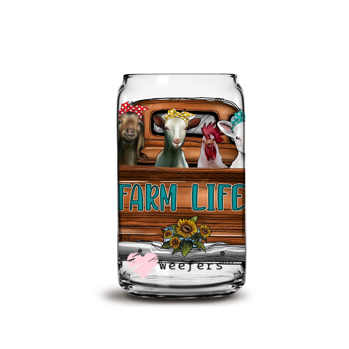 Farm Life 16oz Libbey Glass Can UV DTF or Sublimation Wrap - Decal - Weefers