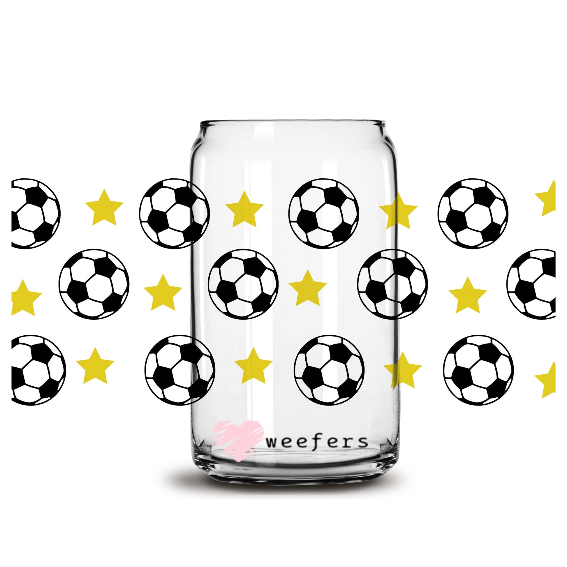 Soccer Star 16oz Libbey Glass Can UV DTF or Sublimation Wrap - Decal - Weefers