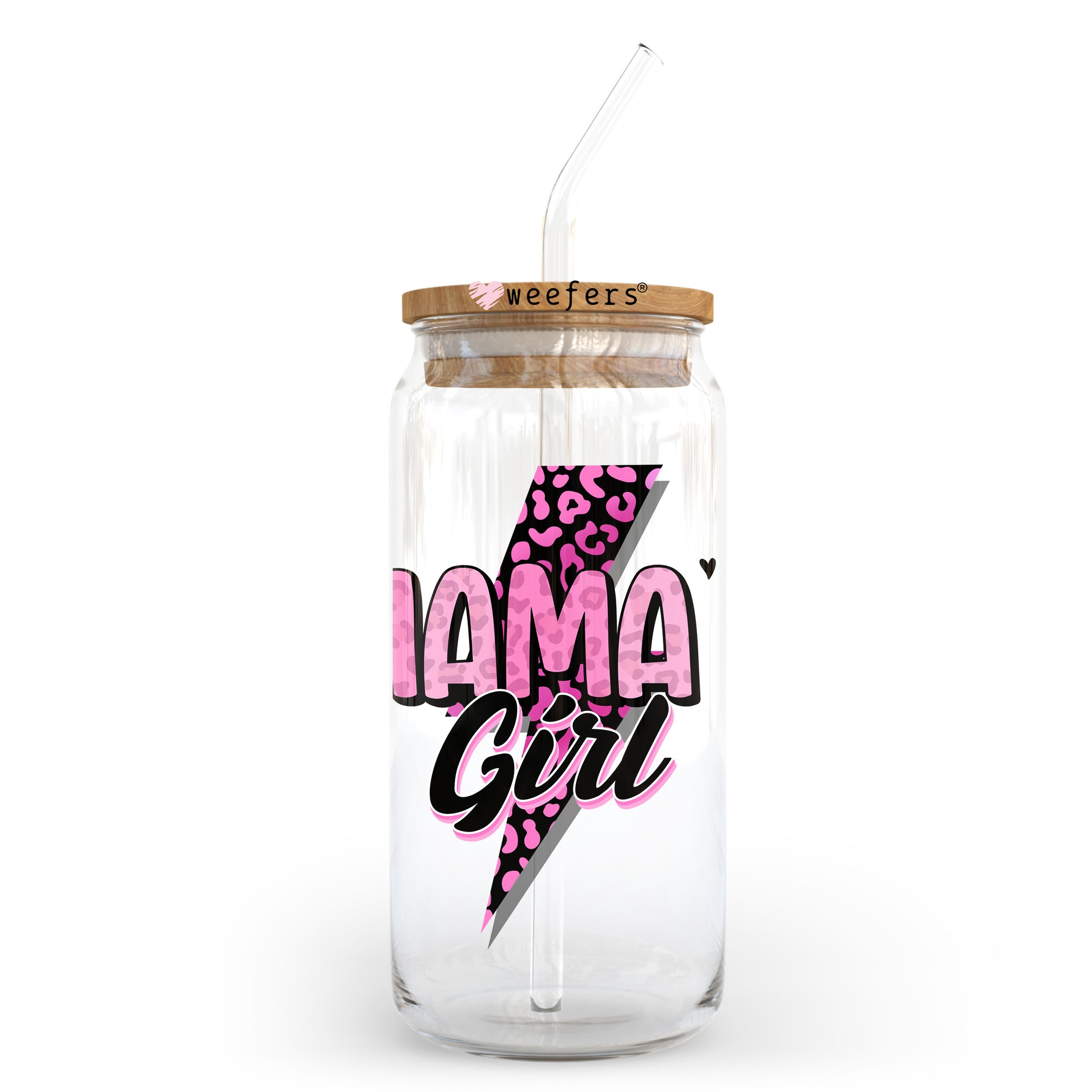 Pink Mama's Girl Lightening 20oz Libbey Glass Can UV DTF or Sublimation Wrap - Decal Transfer - Weefers