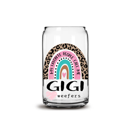 Mother's Day Gigi Boho Rainbow  16oz Libbey Glass Can Cup UV DTF or Sublimation Wrap - Decal - Weefers