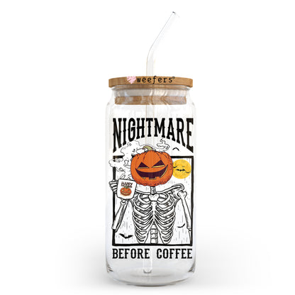 Nightmare Before Coffee 20oz Libbey Glass Can, 34oz Hip Sip, 40oz Tumbler UV DTF or Sublimation Decal Transfer - Weefers