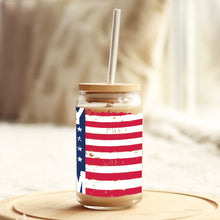 Load image into Gallery viewer, a mason jar with a straw in it with an american flag painted on it
