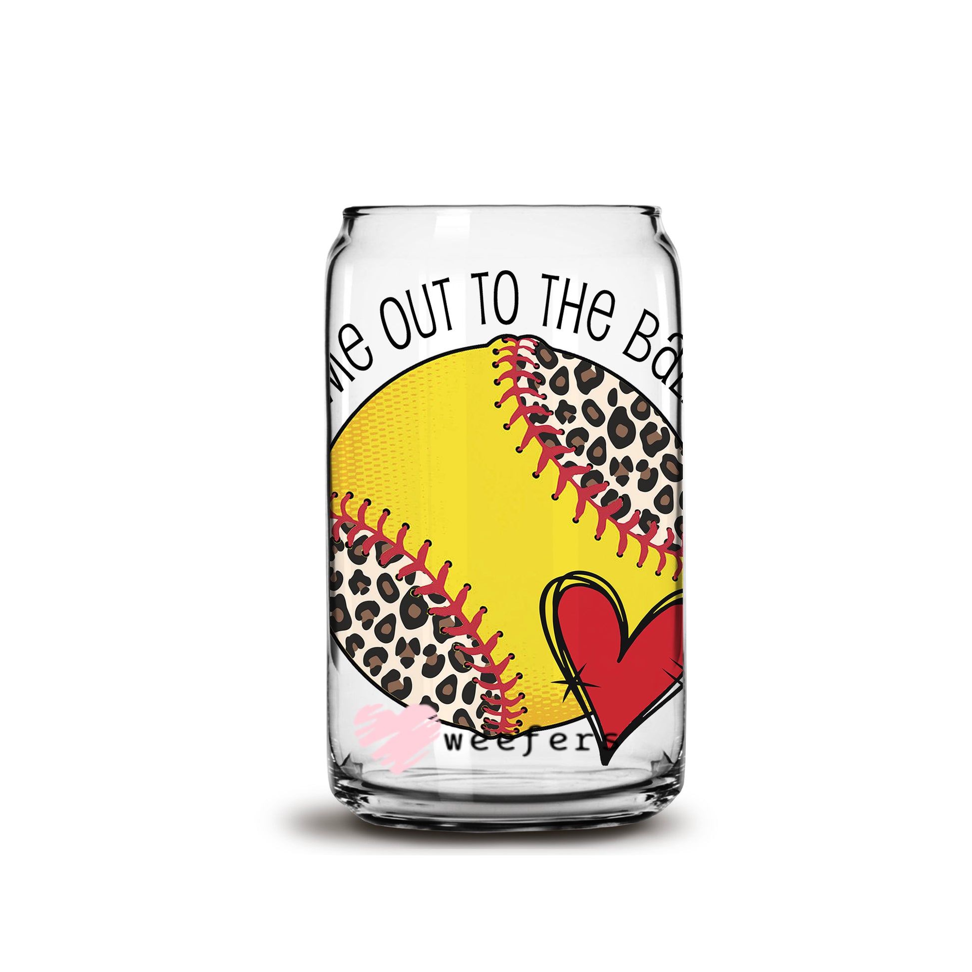 Take Me Out to the Ballgame Softball 16oz Libbey Glass Can UV DTF or Sublimation Wrap - Decal Weefers