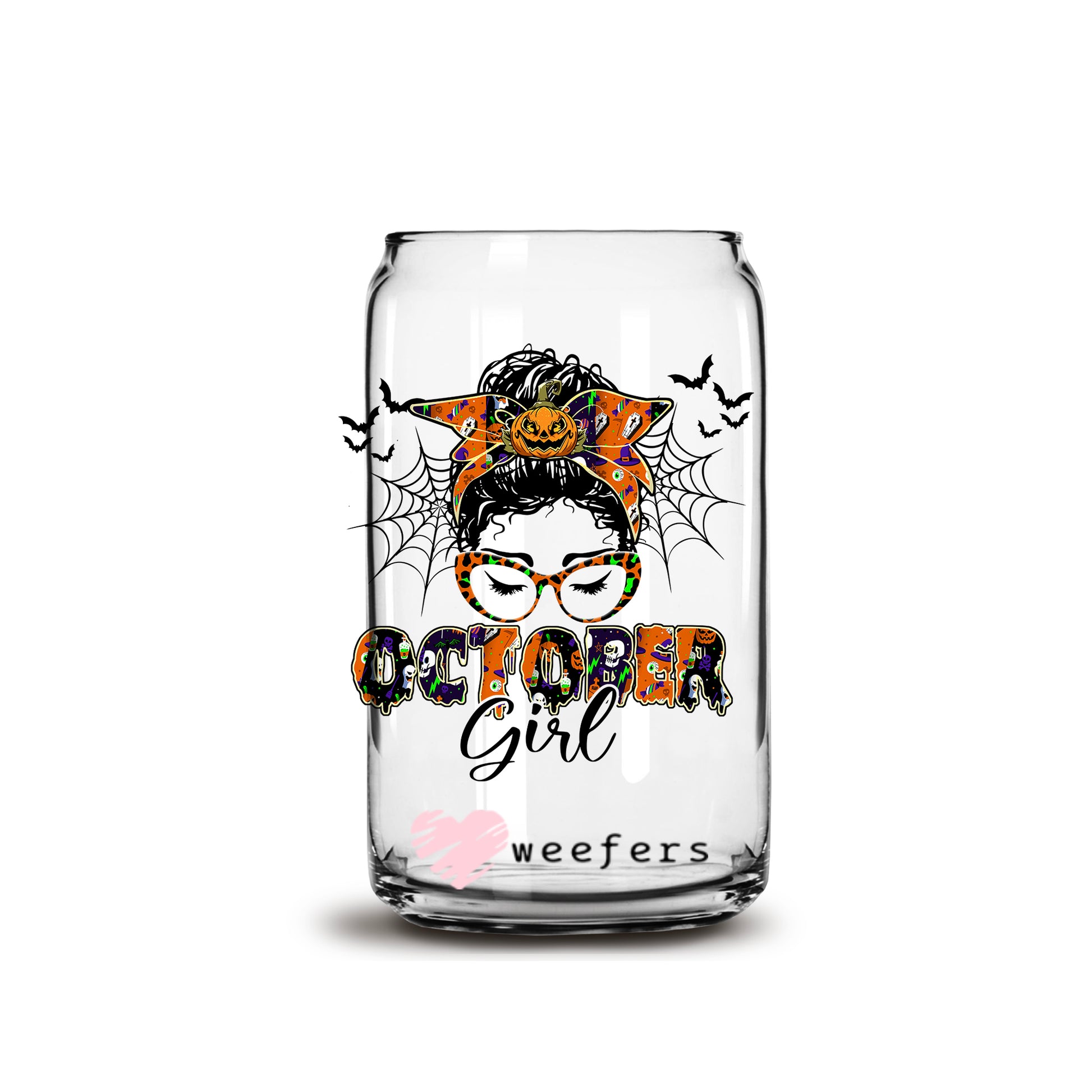 October Girl 16oz Libbey Glass Can UV DTF or Sublimation Wrap - Decal - Weefers