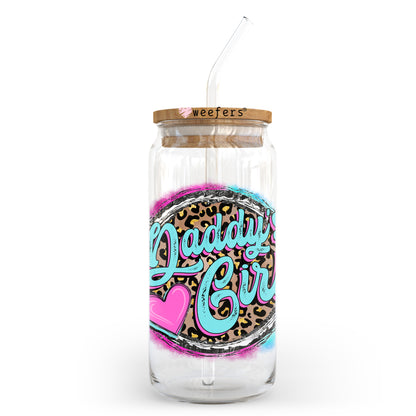 Daddy's Girl Pink and Teal 20oz Libbey Glass Can UV DTF or Sublimation Wrap - Decal Transfer - Weefers