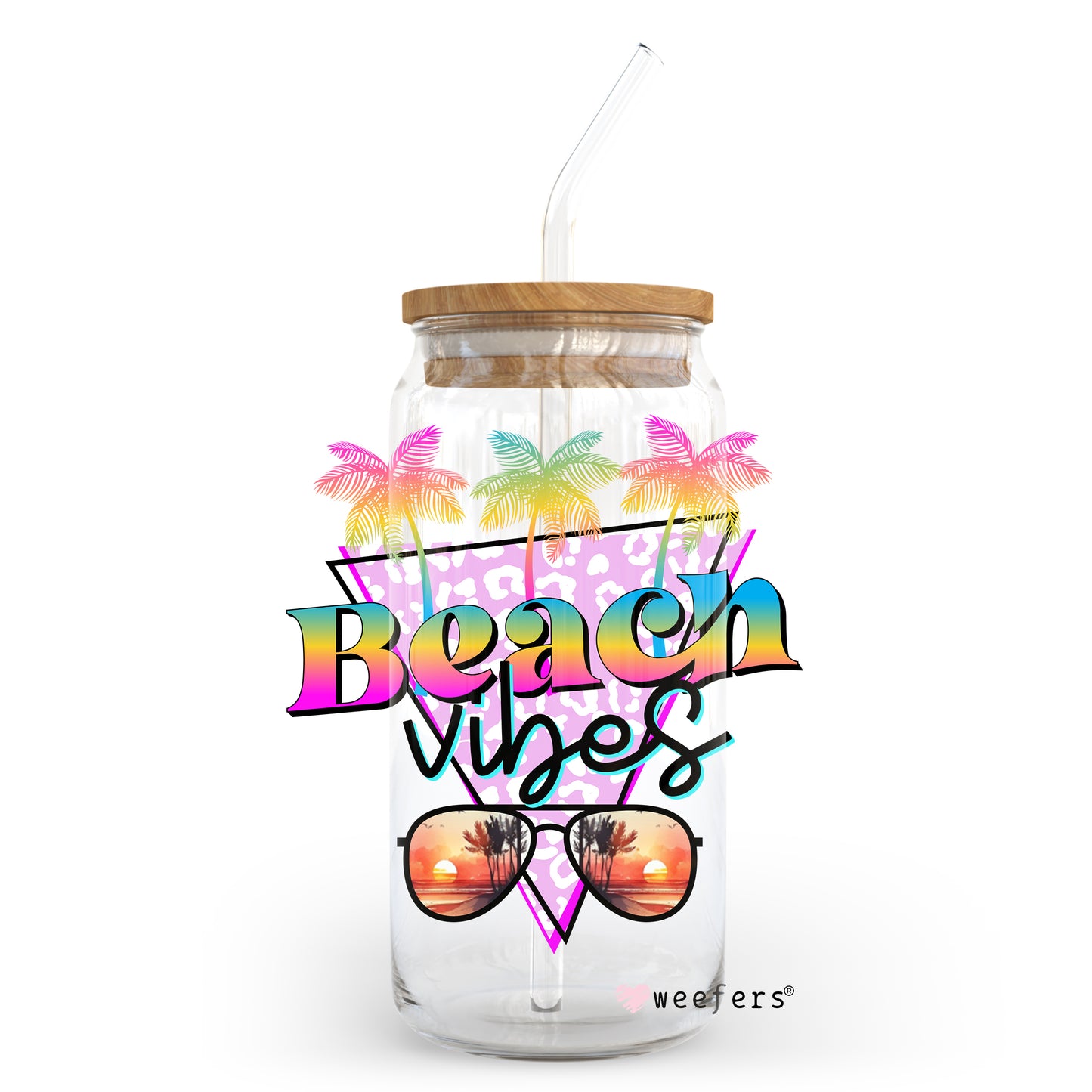 Beach Vibes 20oz Libbey Glass Can, 34oz Hip Sip, 40oz Tumbler UV DTF or Sublimation Decal Transfer - Weefers