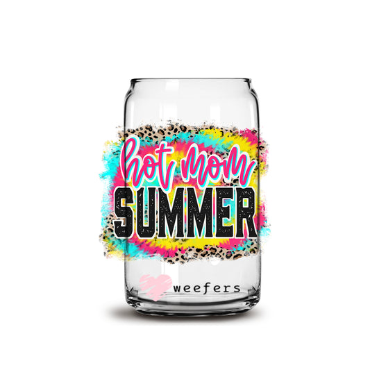 Hot Mom Summer 16oz Libbey Glass Can UV DTF or Sublimation Wrap - Decal - Weefers