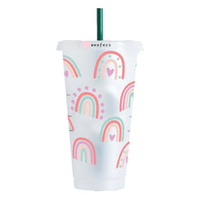 Load image into Gallery viewer, Boho Pink Rainbow 24oz UV-DTF Cold Cup Wrap - Ready to apply Wrap - NO HOLE
