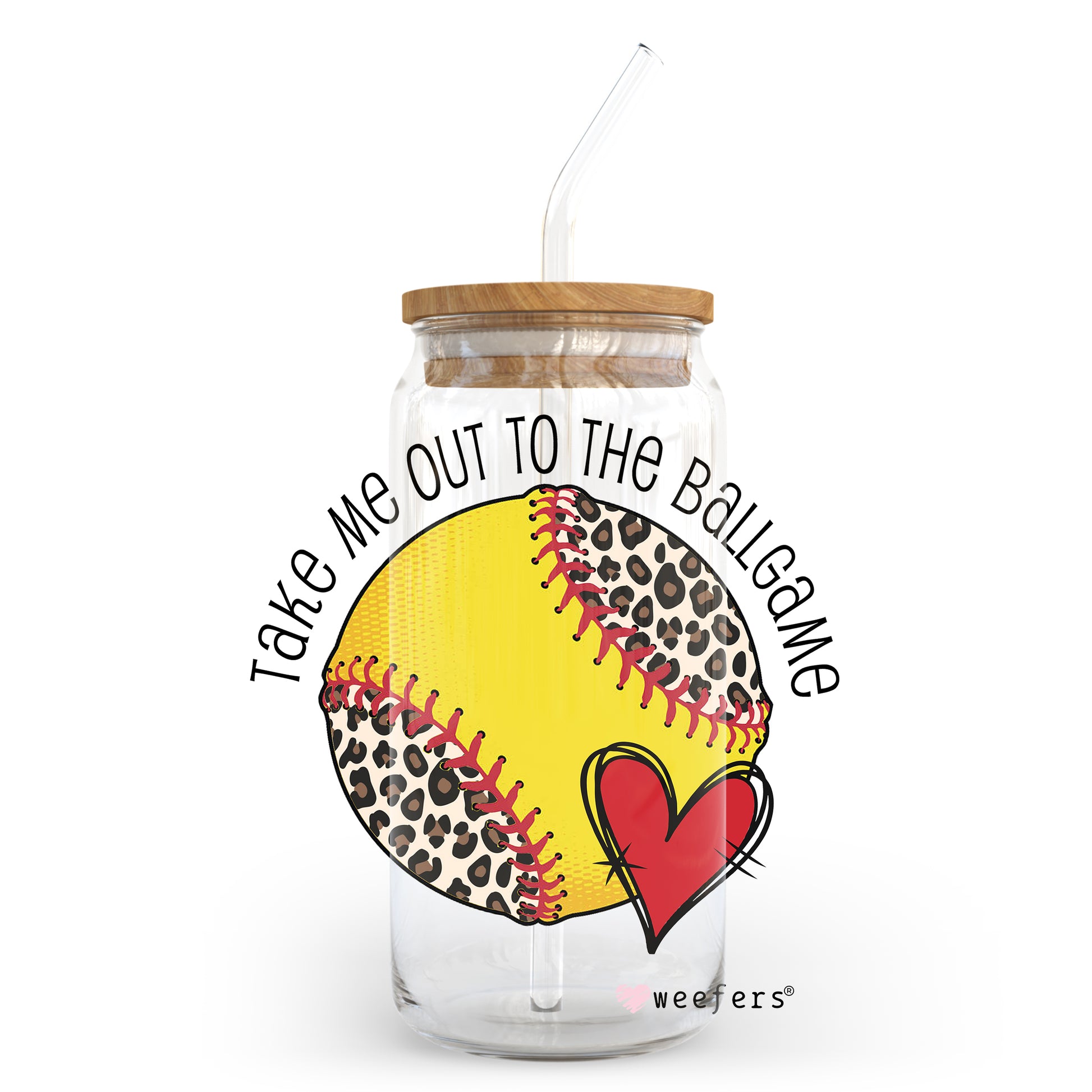 Take Me Out to the Ballpark Softball 20oz Libbey Glass Can, 34oz Hip Sip, 40oz Tumbler UV DTF or Sublimation Decal Transfer - Weefers