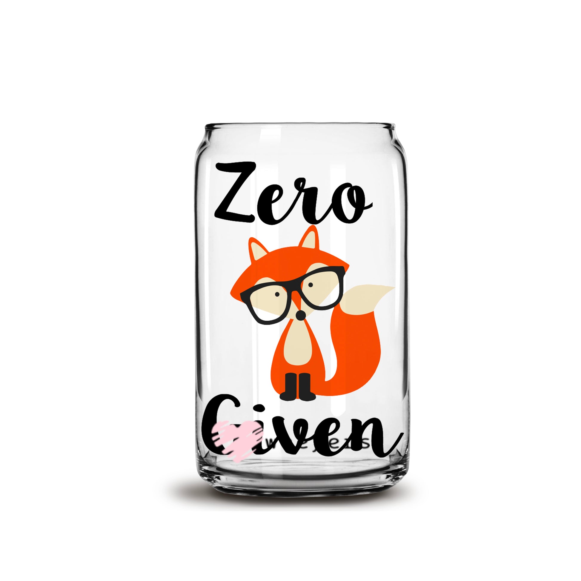 Zero Given Fox 16oz Libbey Glass Can UV DTF or Sublimation Decal Transfer - Weefers