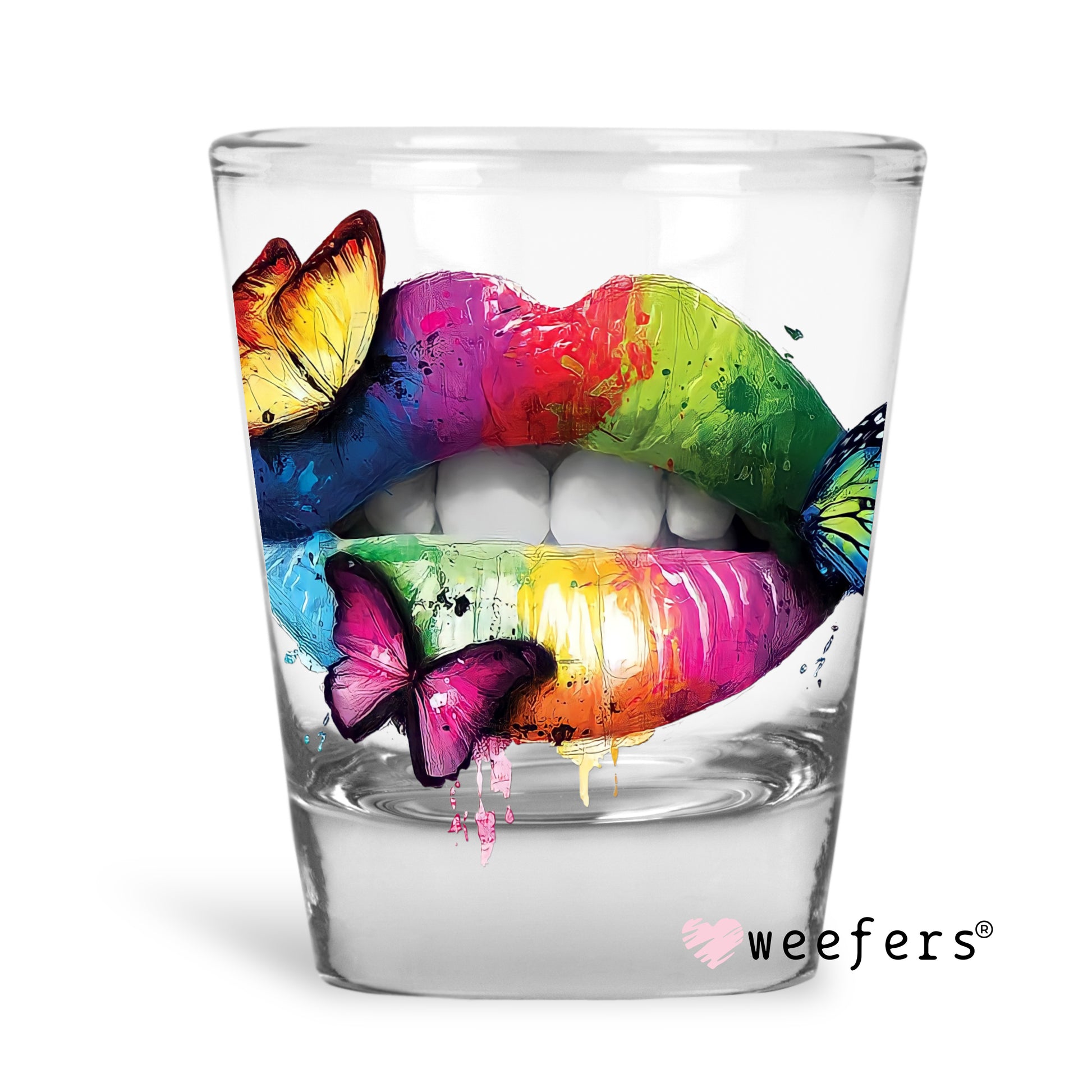 Rainbow Lips Shot Glass Short UV DTF or Sublimation Wrap - Decal - Weefers