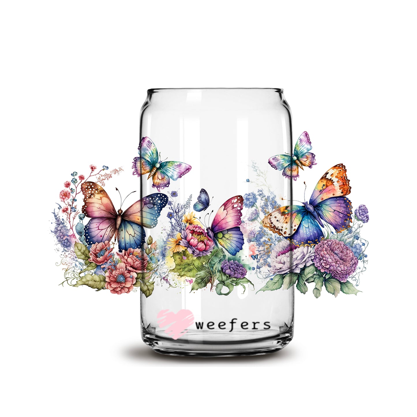 Butterfly Dreams 16oz Libbey Glass Can UV DTF or Sublimation Wrap - Decal - Weefers