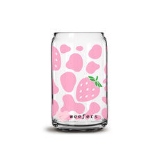 Load image into Gallery viewer, Pink Strawberry Cow Print Libbey Glass Can Wrap UV-DTF Sublimation Transfers
