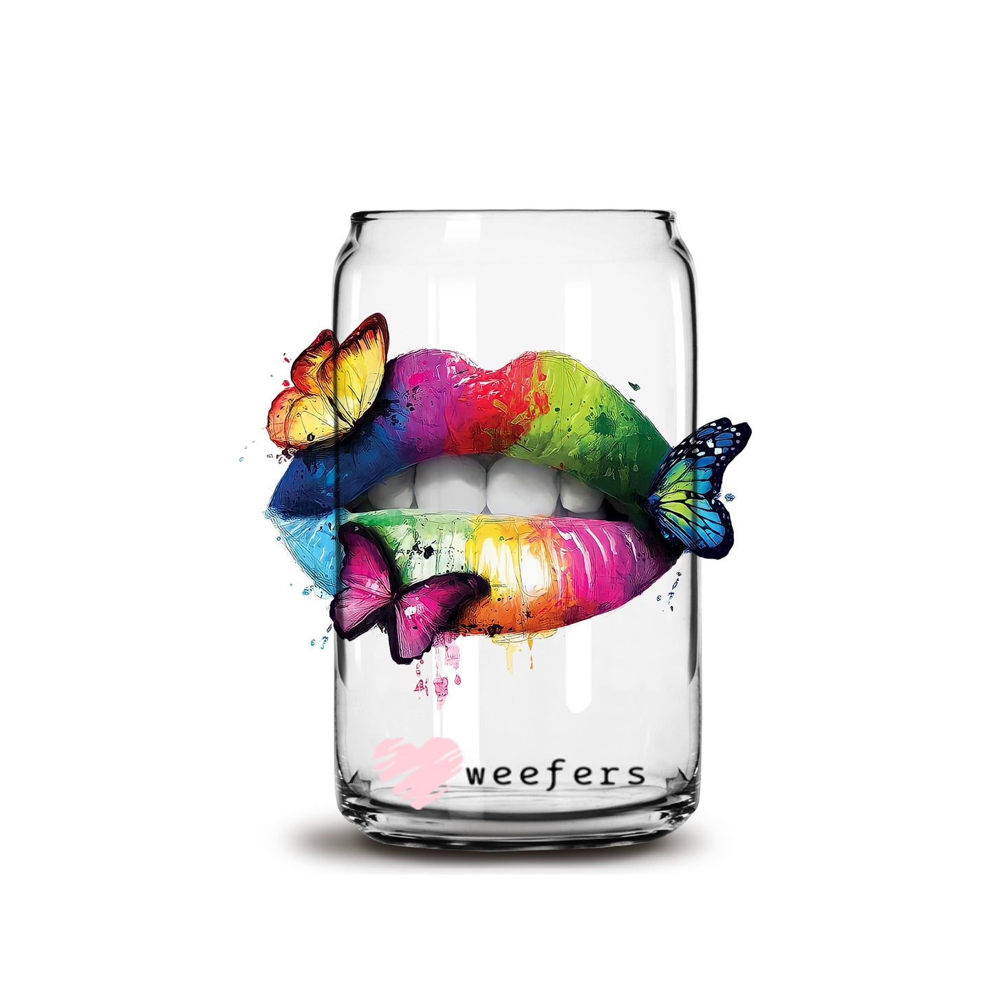 Rainbow Lip 16oz Libbey Glass Can UV DTF or Sublimation Wrap - Decal - Weefers