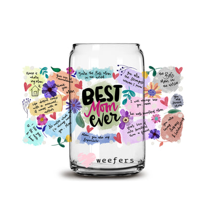 Mother's Day Best Mom Ever Quotes Libbey Glass Can UV DTF or Sublimation Wrap - Decal - Weefers