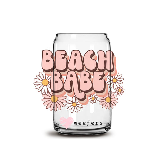 Boho Beach Babe 16oz Libbey Glass Can UV DTF or Sublimation Wrap - Decal - Weefers