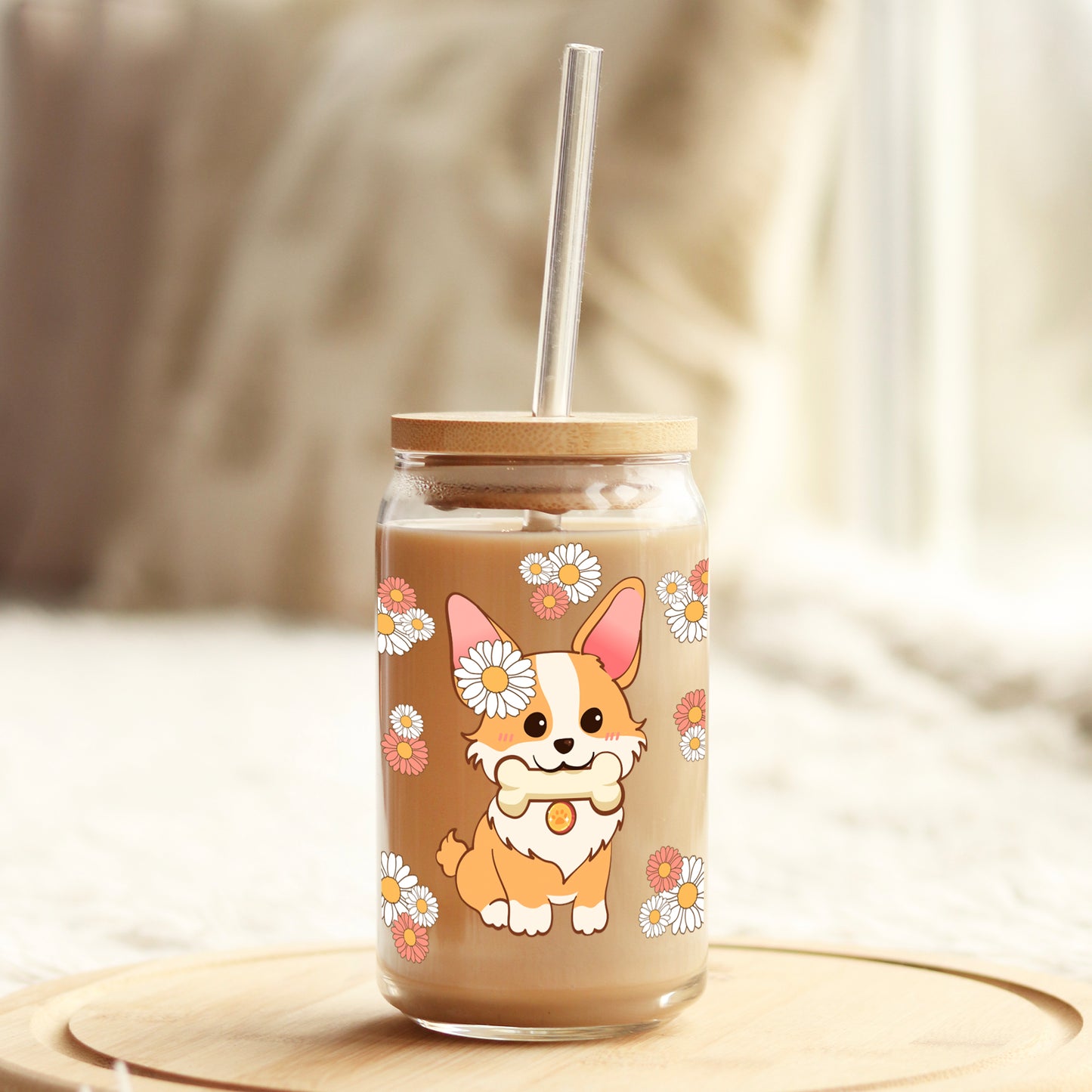 Cuteness Overload Corgi 16oz Libbey Glass Can UV DTF or Sublimation Cup Wrap - Decal Transfer - Weefers