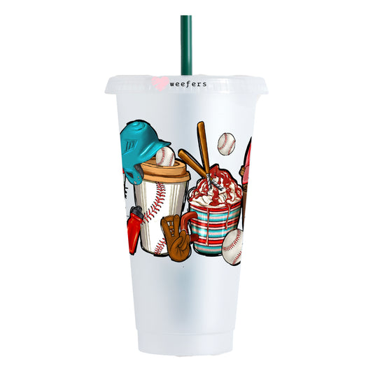 Baseball Coffee Latte 24oz UV DTF Cold Cup Wrap - Ready to apply Decal - Weefers