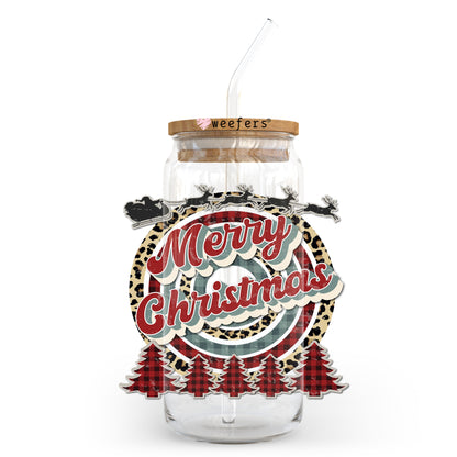 Vintage Merry Christmas 20oz Libbey Glass Can, 34oz Hip Sip, 40oz Tumbler UV DTF or Sublimation Decal Transfer - Weefers