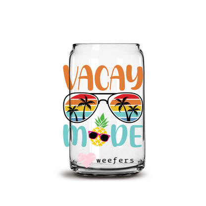 Vacay Mode 16oz Libbey Glass Can UV DTF or Sublimation Cup Wrap - Decal Transfer - Weefers