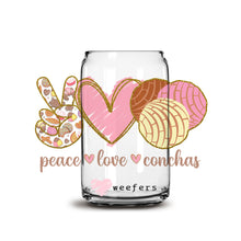Load image into Gallery viewer, Peace Love Conchas 16oz Libbey Glass Can UV-DTF or Sublimation Wrap - Decal
