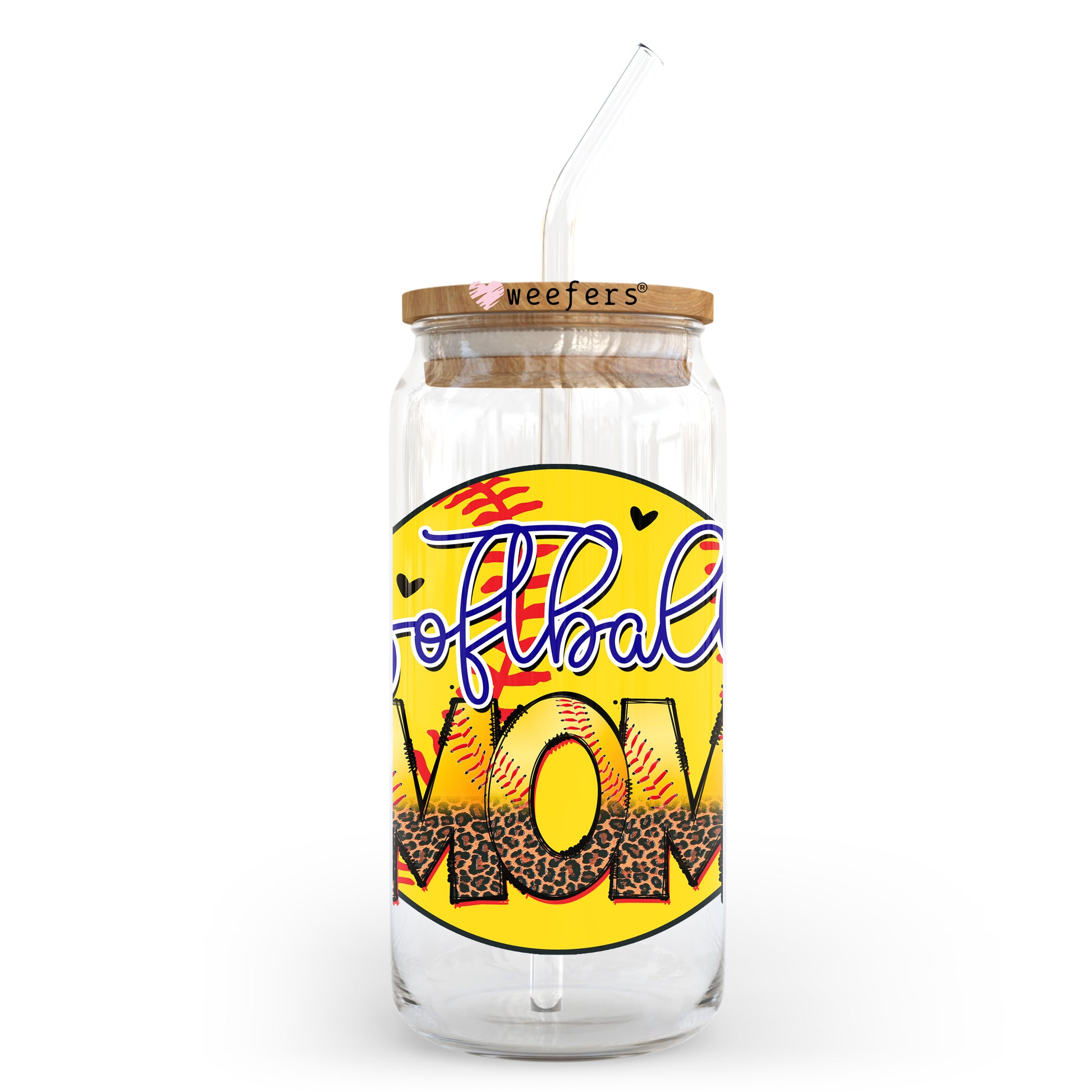 Softball Mom 20oz Libbey Glass Can UV DTF or Sublimation Wrap - Decal Transfer - Weefers