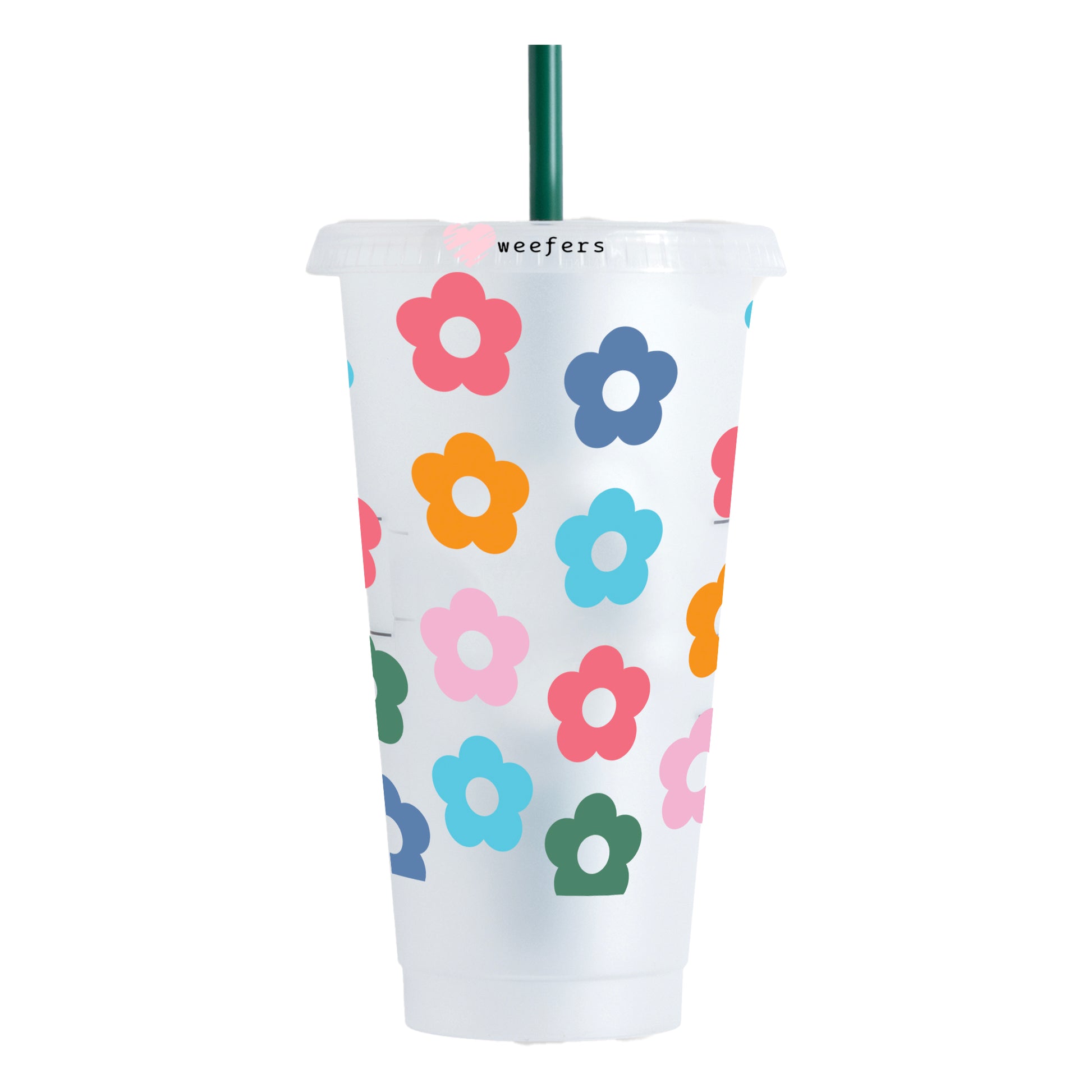 Bright Retro Flowers 24oz UV DTF Cold Cup Wrap - Ready to apply Wrap - NO HOLE - Weefers