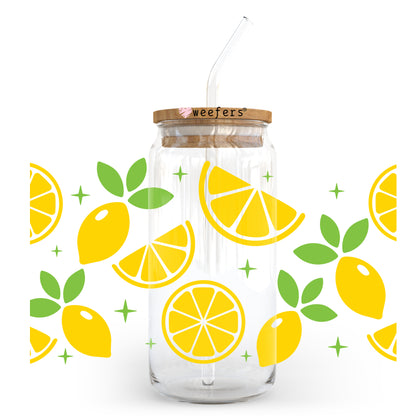 Summer Lemons 20oz Libbey Glass Can, 34oz Hip Sip, 40oz Tumbler UV DTF or Sublimation Decal Transfer - Weefers