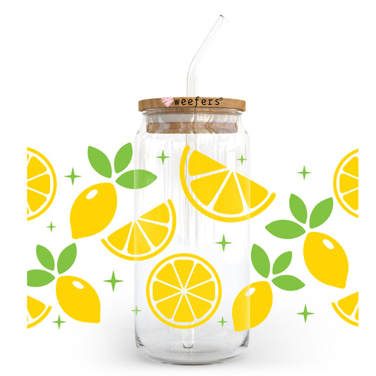 Summer Lemons 20oz Libbey Glass Can, 34oz Hip Sip, 40oz Tumbler UV DTF or Sublimation Decal Transfer - Weefers