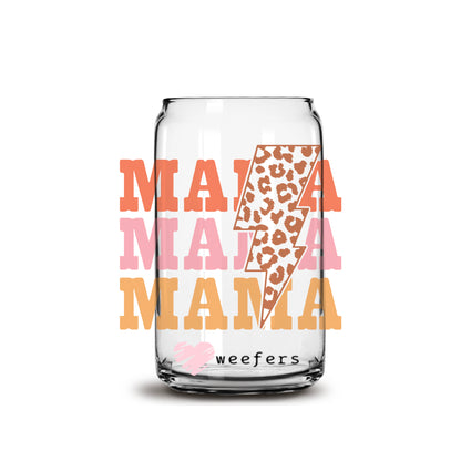 Mama Mama Mama Lightening Bolt 16oz Libbey Glass Can UV DTF or Sublimation Wrap - Decal - Weefers