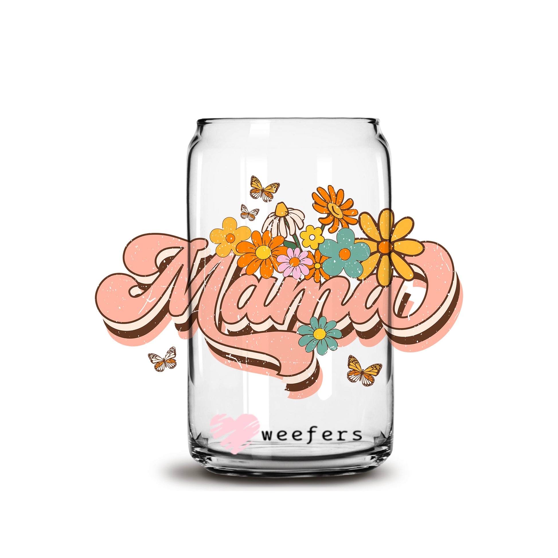 Retro Mama 16oz Libbey Glass Can UV DTF or Sublimation Wrap - Decal - Weefers