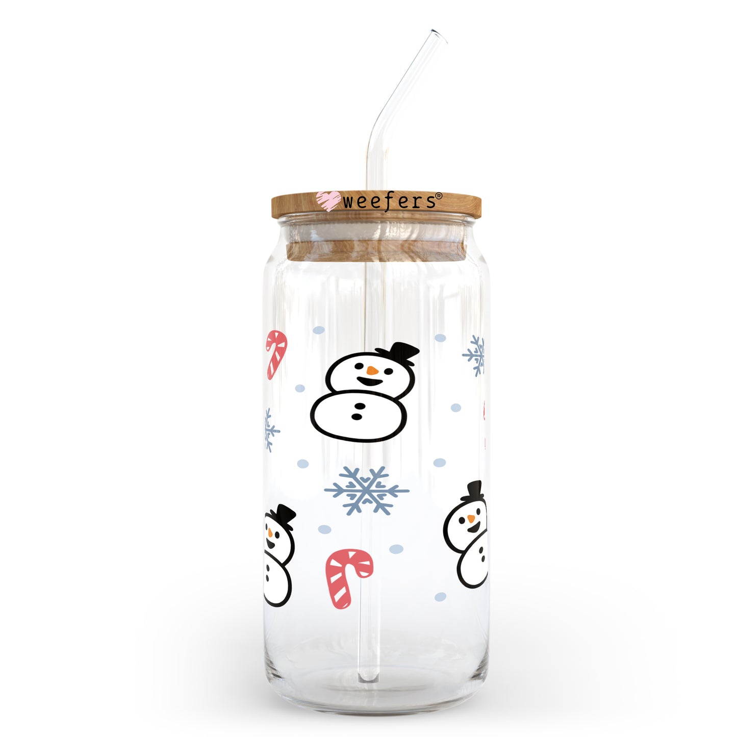 Christmas Snowmen 20oz Libbey Glass Can, 34oz Hip Sip, 40oz Tumbler UV DTF or Sublimation Decal Transfer - Weefers