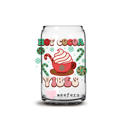 Hot Cocoa Vibes 16oz Libbey Glass Can UV DTF or Sublimation Wrap - Decal Transfer - Weefers