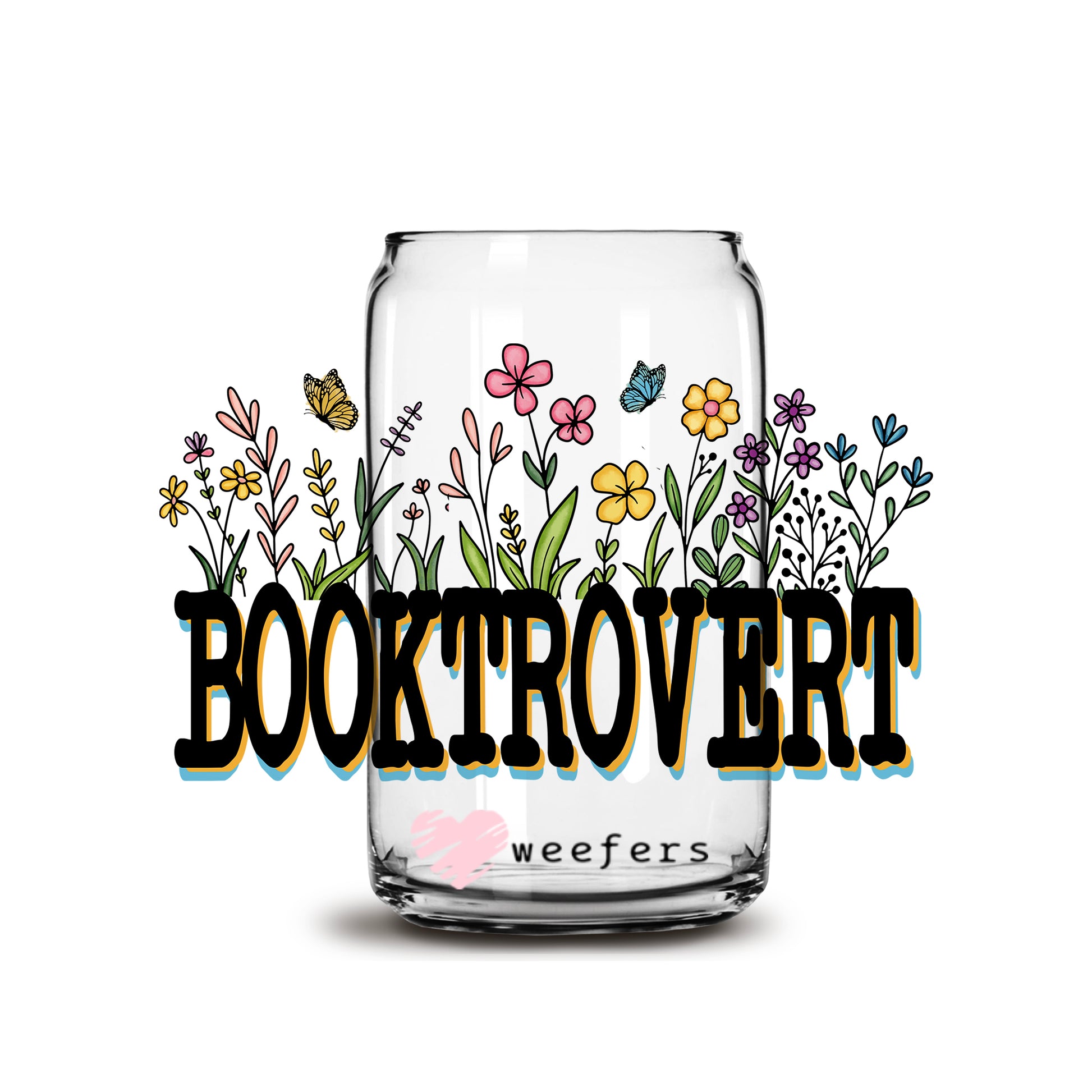 Booktrovert 16oz Libbey Glass Can UV DTF or Sublimation Wrap - Decal - Weefers