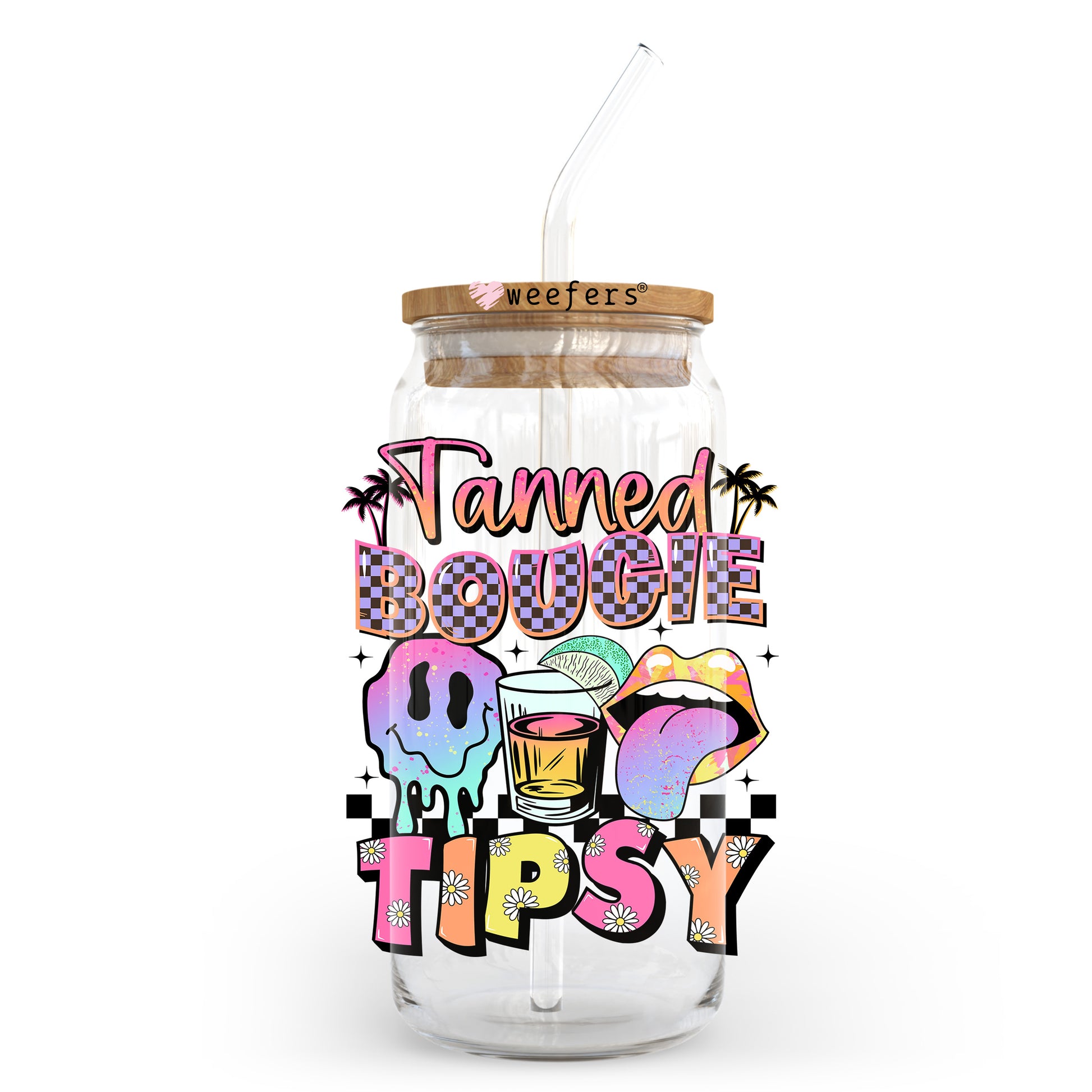 Tanned Bougie Tipsy 20oz Libbey Glass Can UV DTF or Sublimation Wrap - Decal Transfer - Weefers