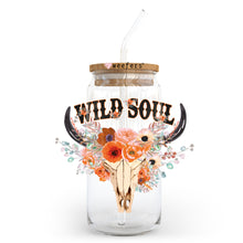Load image into Gallery viewer, a glass jar with a cow skull and flowers in it
