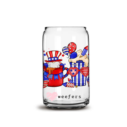 4th of July Coffee Latte 16oz Libbey Glass Can UV DTF or Sublimation Wrap - Decal - Weefers