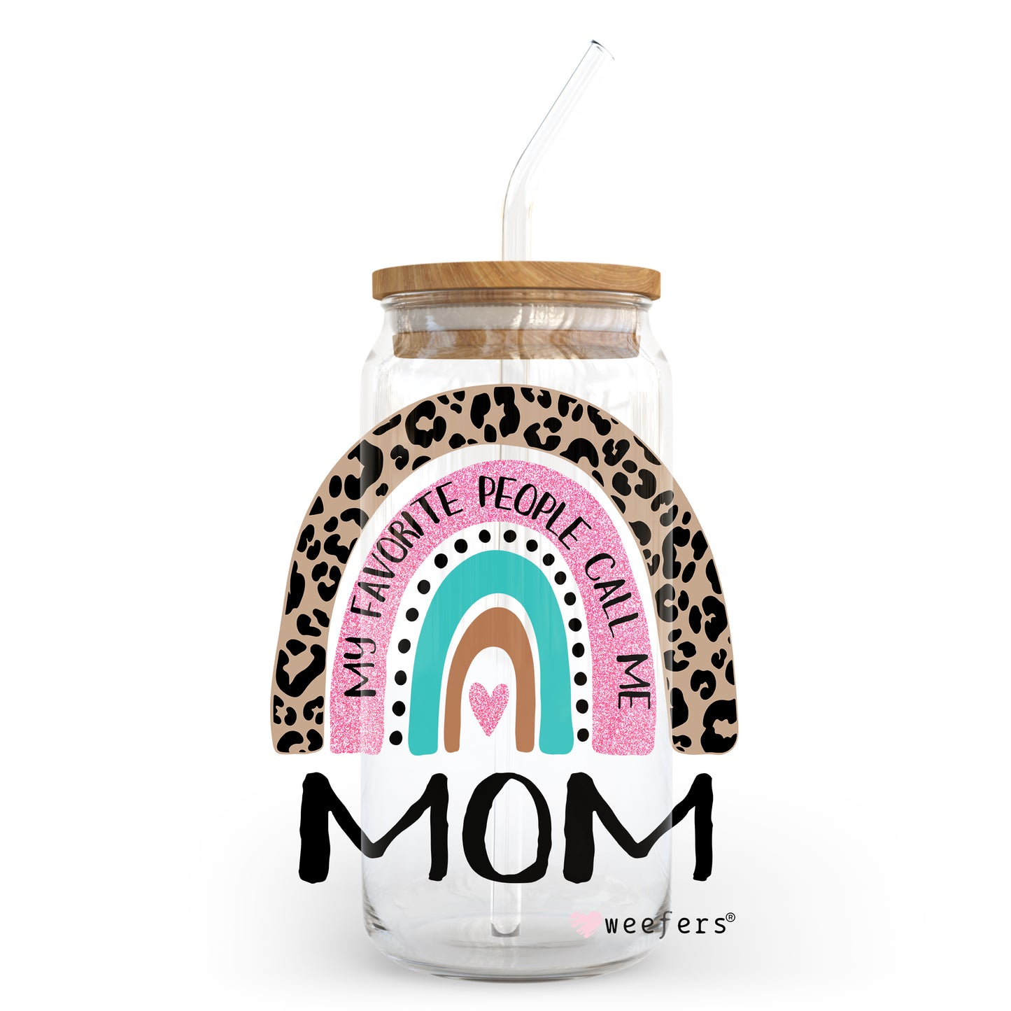 Mother's Day Mom Boho Rainbow 20oz Libbey Glass Can, 34oz Hip Sip, 40oz Tumbler UV DTF or Sublimation Decal Transfer - Weefers