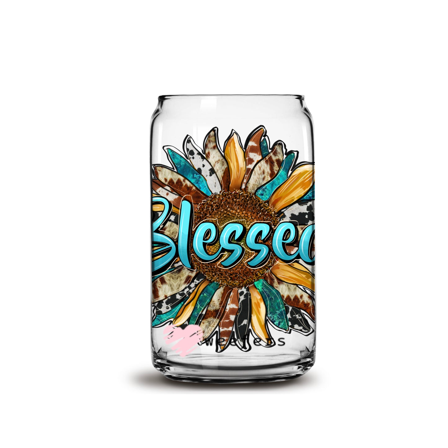 Mother's Day Western Blessed Mom 16oz Libbey Glass Can UV DTF or Sublimation Wrap - Decal - Weefers