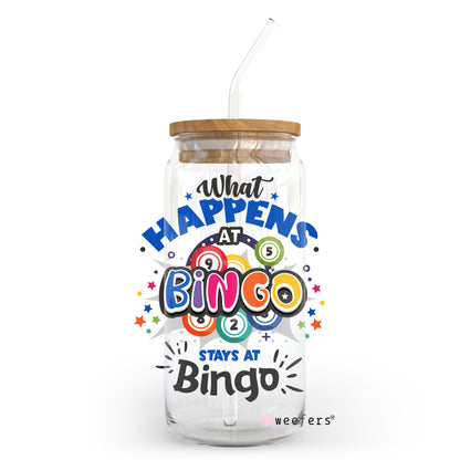 What Happens at Bingo Stays at Bingo 20oz Libbey Glass Can, 34oz Hip Sip, 40oz Tumbler UV DTF or Sublimation Decal Transfer - Weefers