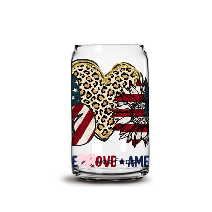 Peace Love America 16oz Libbey Glass Can UV DTF or Sublimation Wrap - Decal - Weefers