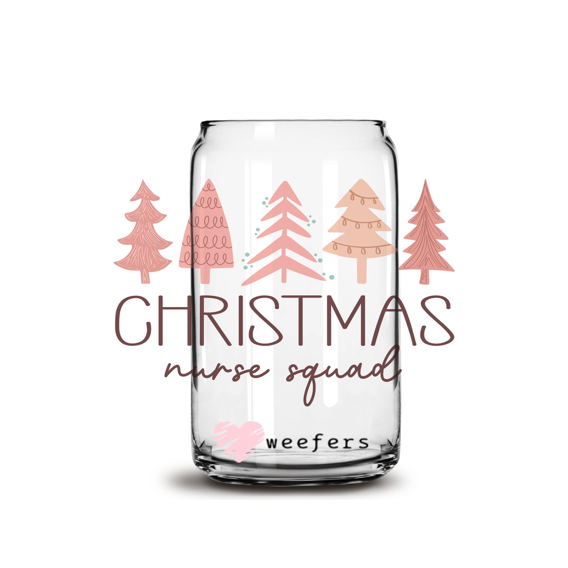 Christmas Nurse Squad 16oz Libbey Glass Can UV DTF or Sublimation Wrap - Decal - Weefers