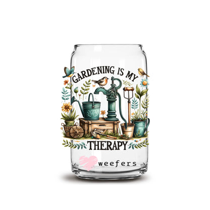 Gardening is My Therapy 16oz Libbey Glass Can UV DTF or Sublimation Cup Wrap - Decal Transfer Weefers