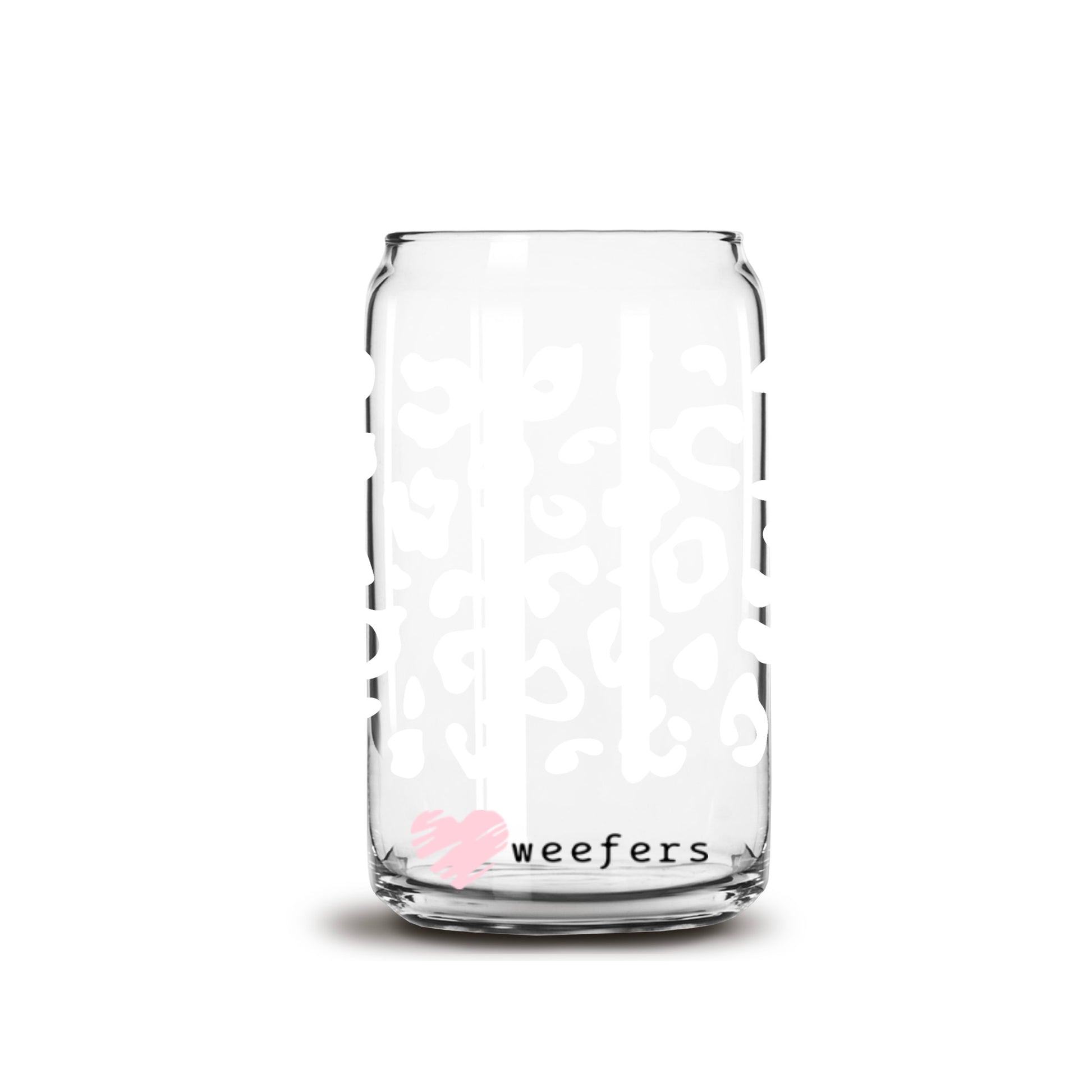 White Leopard Print 16oz Libbey Glass Can UV DTF or Sublimation Cup Wrap - Decal Transfer - Weefers