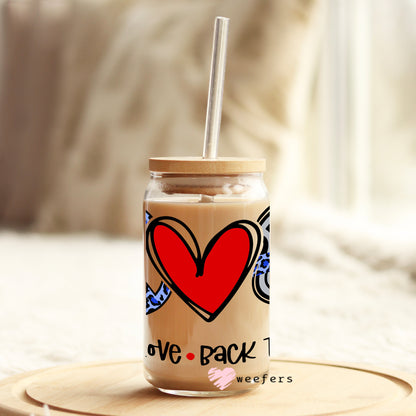 Peace Love Back the Blue Police 16oz Libbey Glass Can UV DTF or Sublimation Wrap - Decal - Weefers